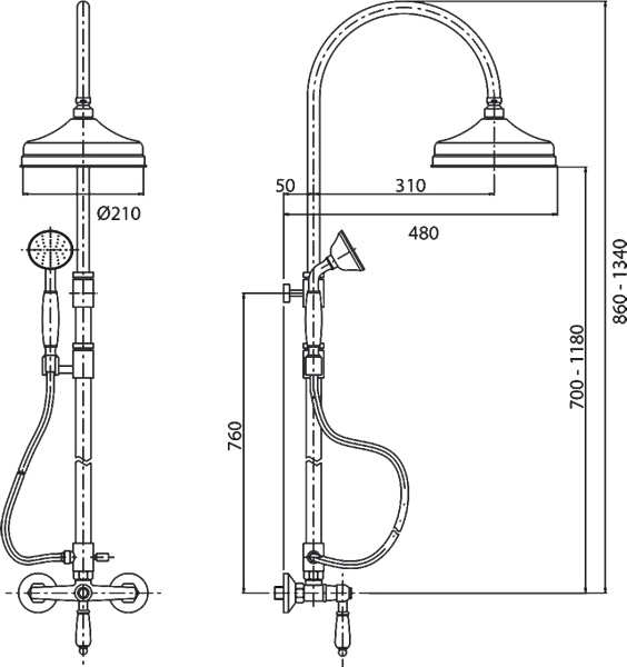 Душевая система со смесителем Cezares Venezia VENEZIA-CD-02-Bi монтаж   