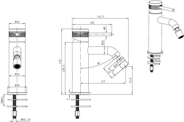 Смеситель для биде Allen Brau Priority 3.0 5.31A04-BN латунь брашированный никель