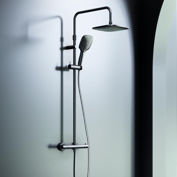 Душевая система со смесителем Damixa Option DX218092300 монтаж настенная с термостатом черный матовый