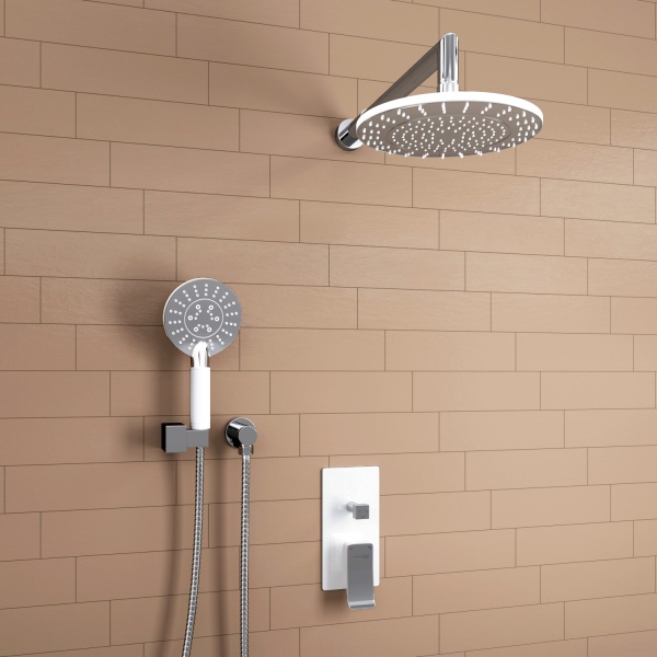 Душевая система со смесителем Wasserkraft  A16067WHITE монтаж встраиваемая в стену без термостата белый/хром