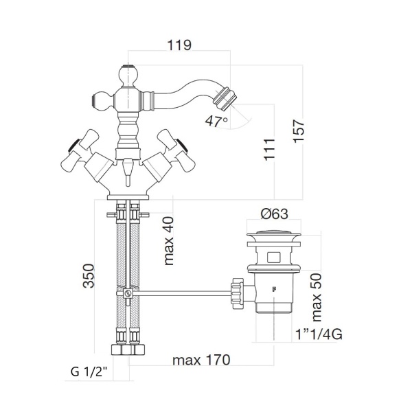 Смеситель для биде Webert Armony AM710402010 латунь золото