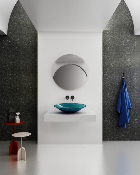 Раковина  овальная Abber Kristall AT2812Aquamarin полиэфирная смола цвет бирюзовый