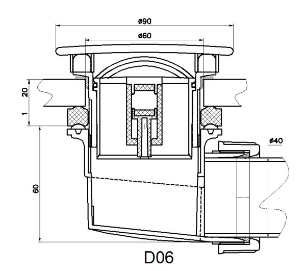 Сифон для душевых поддонов RGW Velplex QYD-06 графит