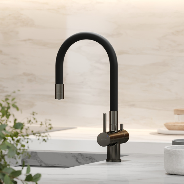 Смеситель для кухни Sancos Lucia SC4004GG с подключением к фильтру вороненая сталь