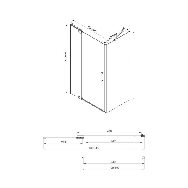 Душевой угол Vincea Extra VSR-1E809080CL прямоугольный 80/90x80 стекла прозрачные, профиль хром