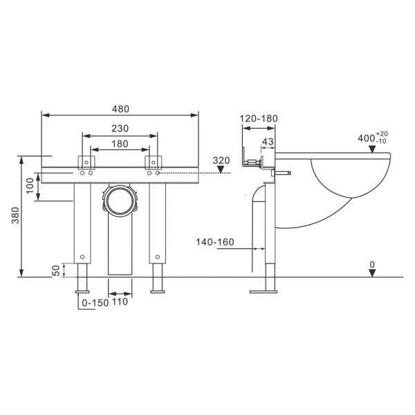 Инсталляция для подвесного биде Abber  AC0102P 