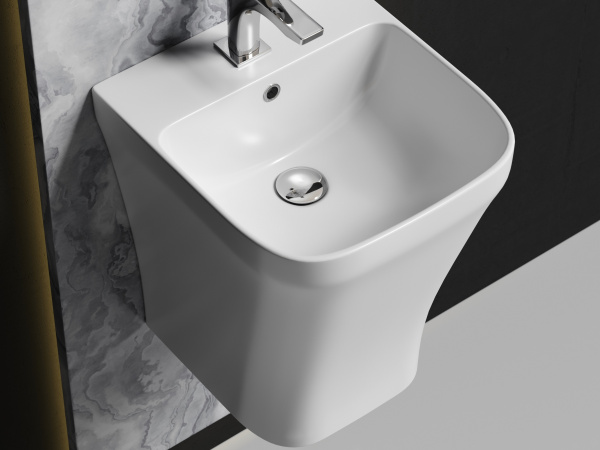 Раковина подвесная моноблок прямоугольная Ceramica Nova Dion CN6067 фарфор цвет белый