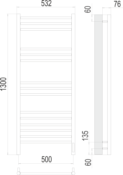 Полотенцесушитель электрический Terminus Аврора П15  50x130 4670078527233 хром