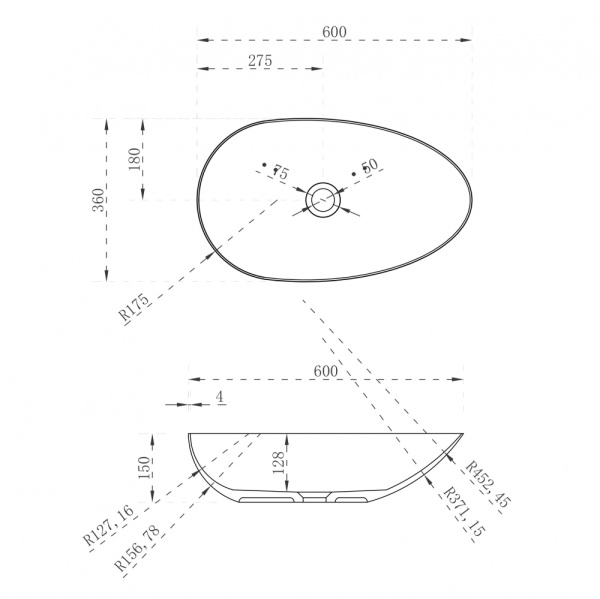Раковина  овальная Abber STEIN AS2615 искусственный камень цвет белый матовый
