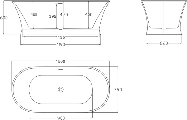 Акриловая ванна BelBagno  BB402-1500-790 150x79