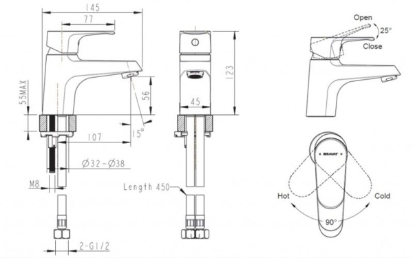 Смеситель для раковины Bravat Alfa F1120178CP хром
