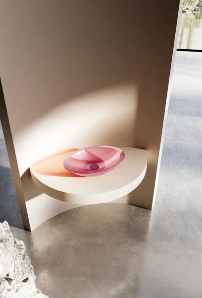 Раковина  овальная Abber Kristall AT2810Koralle полиэфирная смола цвет розовый