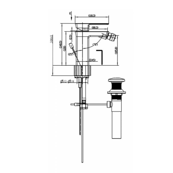 Смеситель для биде Bravat Phillis F356101C-ENG латунь хром