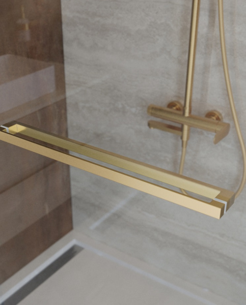 Душевой угол Cezares Lux LUX-A-FS-1-90-C-BORO квадратный 90x90 стекла прозрачные, профиль брашированное золото