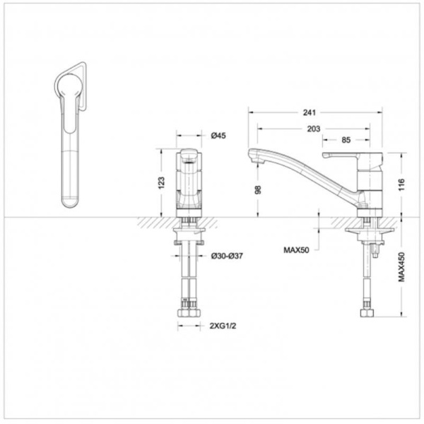 Смеситель для кухни Bravat Stream F73783C-2 без подключения к фильтру хром