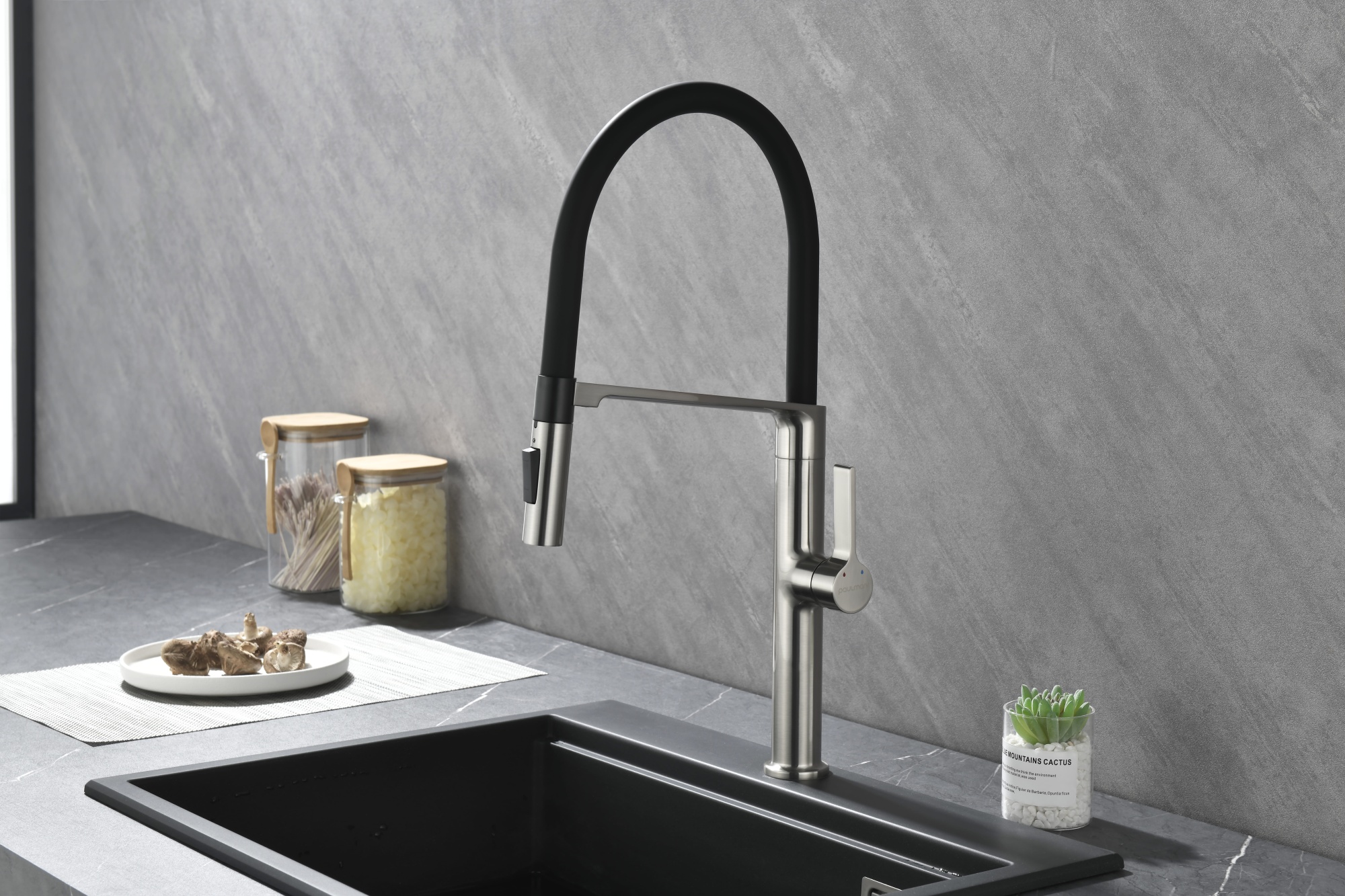 Смеситель для кухни Paulmark Barrel Ba214029-BS без подключения к фильтру нержавеющая сталь