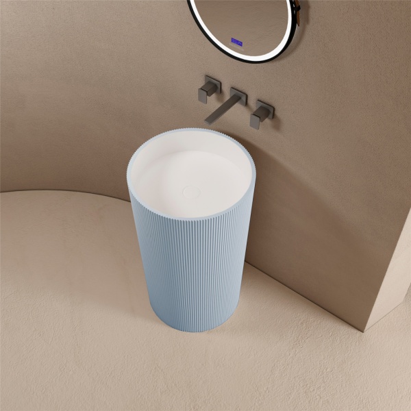 Раковина  круглая Abber STEIN AS2501Blau искусственный камень цвет голубой