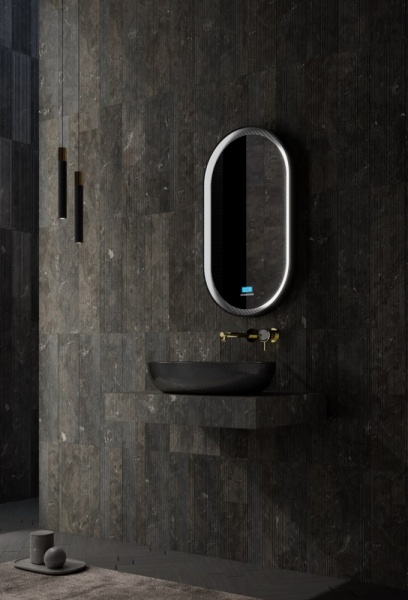 Раковина накладная овальная Abber KARBON AK2041 карбон цвет черный